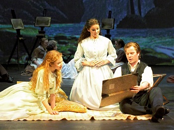 Ruthie Henshall as Marian Halcombe, Alexandra Silber as Laura Fairlie and Damian Humbley as Walter Hartright in THE WOMAN IN WHITE