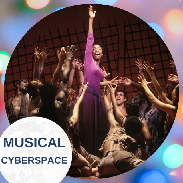 Heather Headley performs "Dance of the Robe" with the ensemble of AIDA in the show's original production.