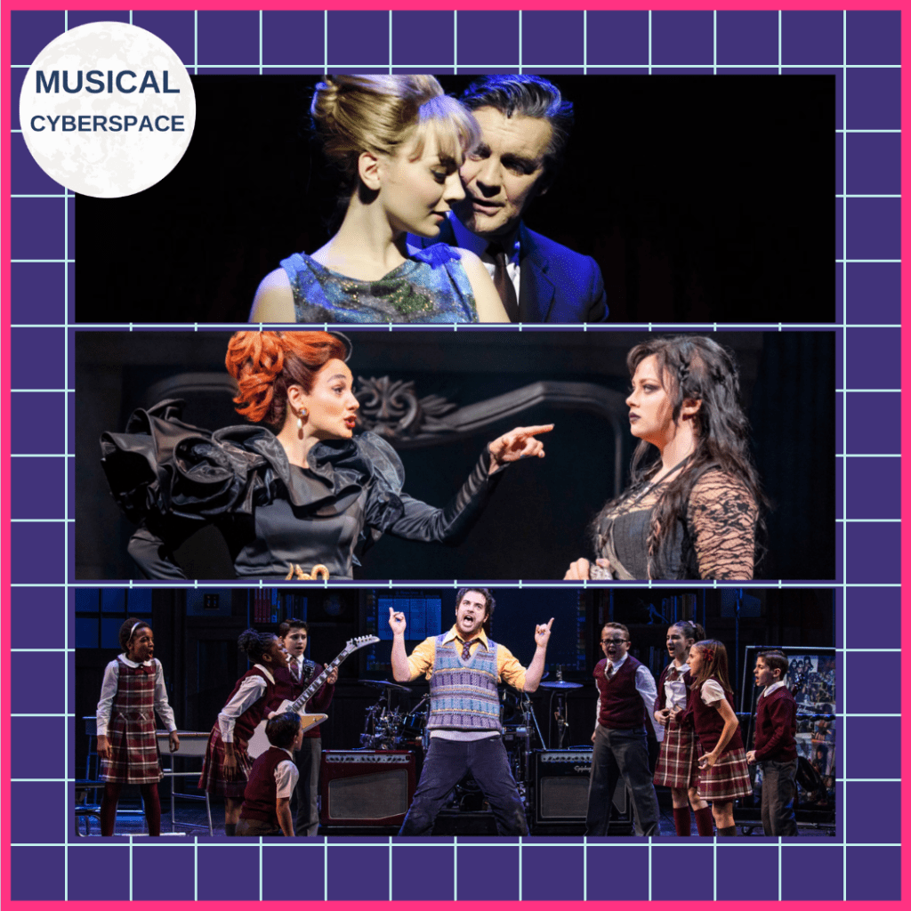 Three further Andrew Lloyd Webber musicals from this century: STEPHEN WARD (with Alexander Hanson and Charlotte Blackledge pictured here), CINDERELLA (with Victoria Hamilton Barritt and Carrie Hope Fletcher) and SCHOOL OF ROCK (with Justin Collette and the children's cast from the Broadway show).
